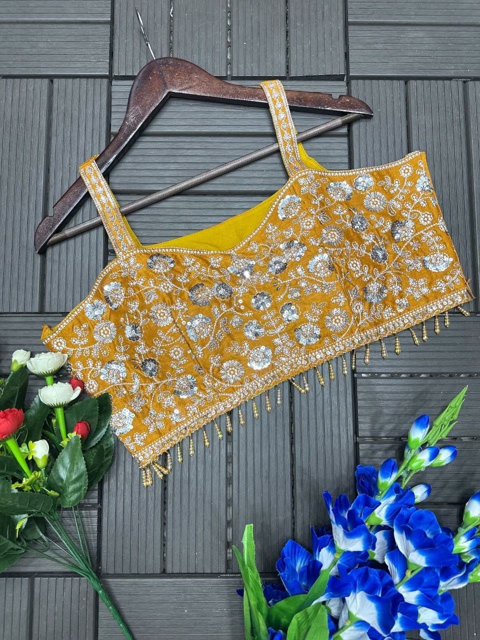 Mustard Gold Ready-to-Wear Lehenga Saree with Embroidered Blouse & Cape