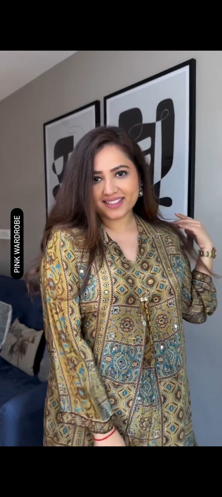 Graceful Olive Heritage Printed Kurta Set with Matching Pants