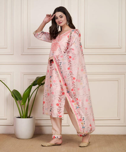 Charming Blush Pink Floral Suit Set