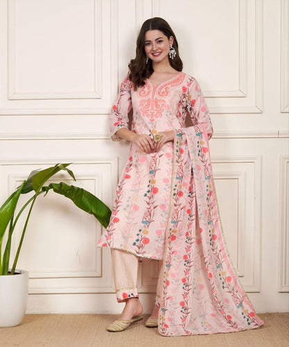 Charming Blush Pink Floral Suit Set