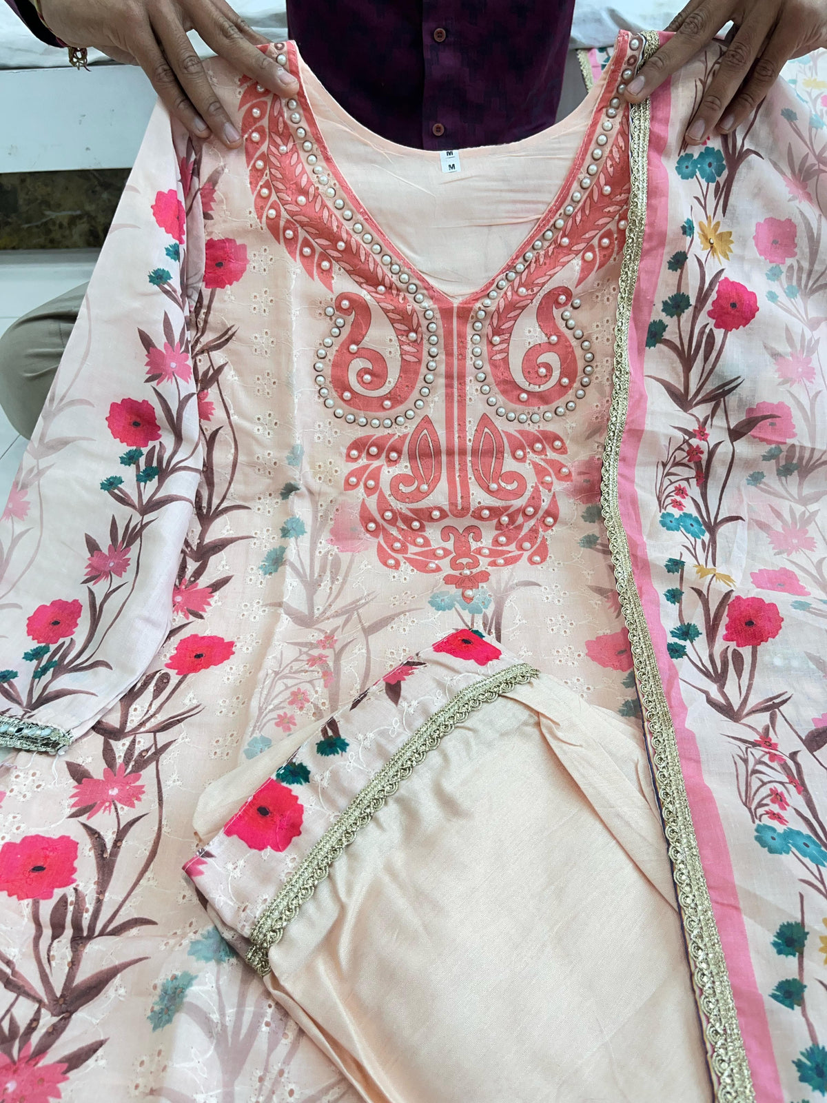 Charming Blush Pink Floral Suit Set
