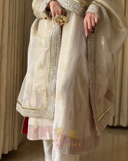 Beautiful Champagne Gold Embroidered Suit Set