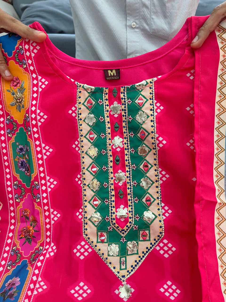 Charming Rani Pink Printed Kurta Pant Dupatta Set