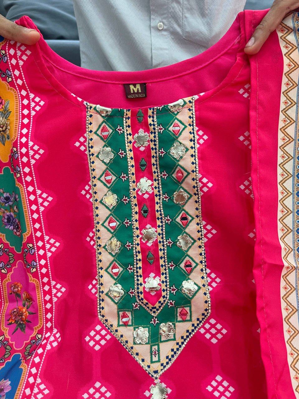Charming Rani Pink Printed Kurta Pant Dupatta Set
