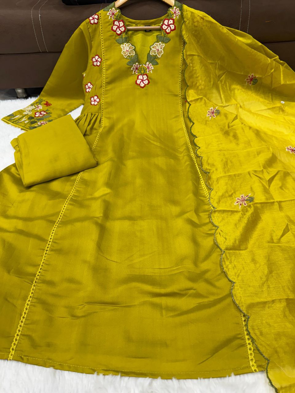 Mehendi Bloom Embroidered Flared Suit Set