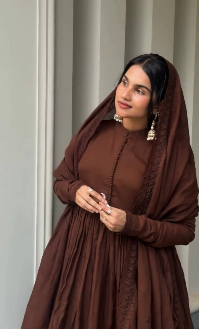 Premium Heavy Roman Silk Anarkali 3-Piece Suit Set with Dupatta