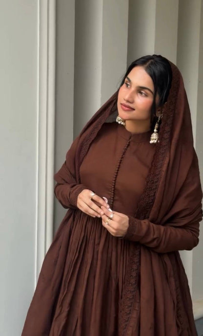 Premium Heavy Roman Silk Anarkali 3-Piece Suit Set with Dupatta