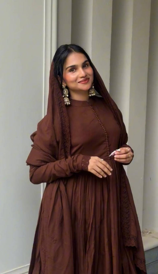 Premium Heavy Roman Silk Anarkali 3-Piece Suit Set with Dupatta