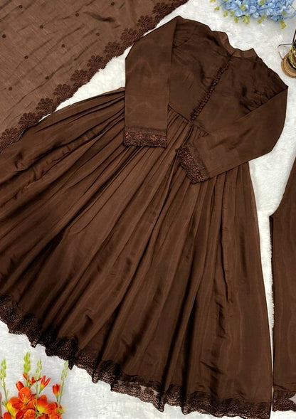 Premium Heavy Roman Silk Anarkali 3-Piece Suit Set with Dupatta