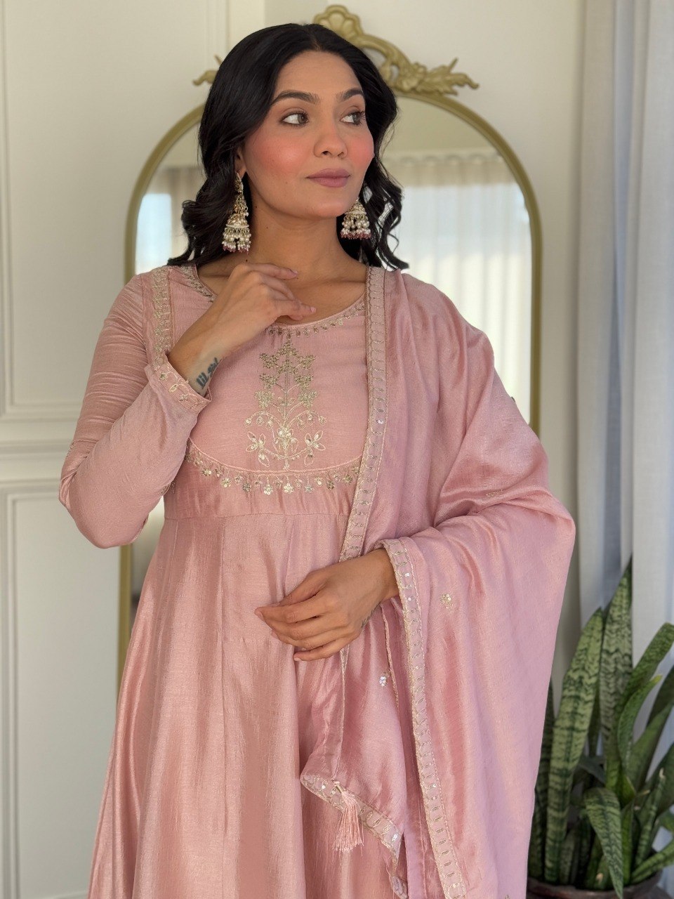 Soft Bloom Pink Anarkali Suit Set