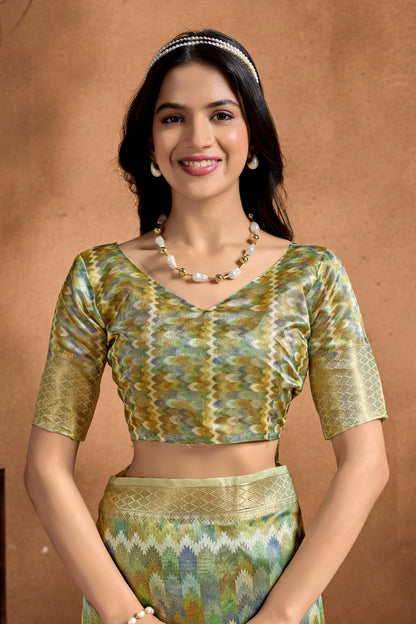 Elegant Soft Silk Saree with Traditional Geometric & Floral Weaving