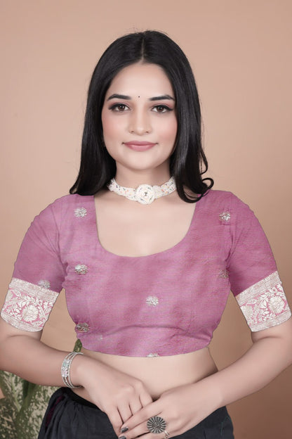 Trendy Rosewood Pink Banarasi Silk Saree with Artistic Peacock Pallu