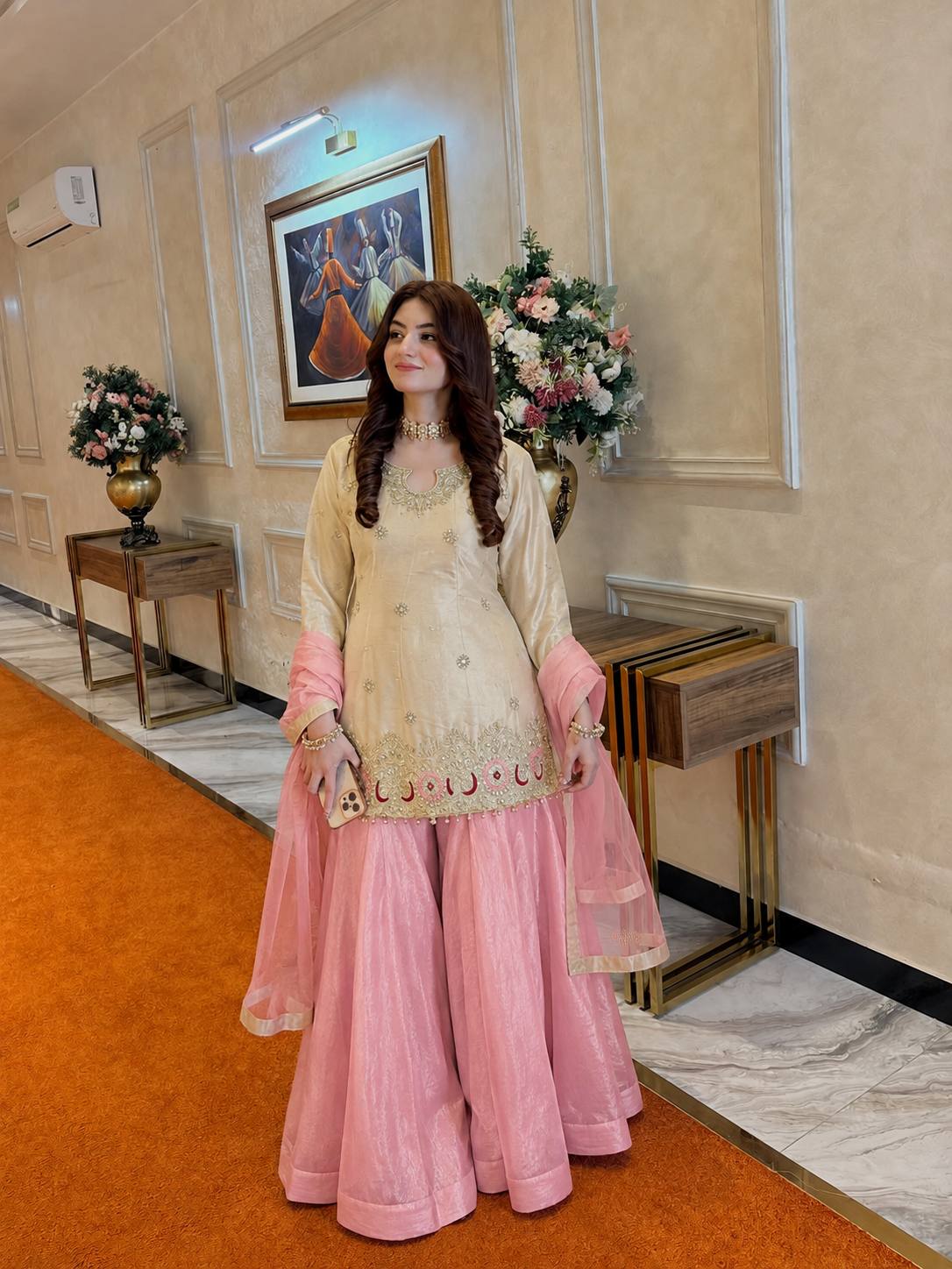 Elegant Ivory & Blush Pink Sharara Suit Set
