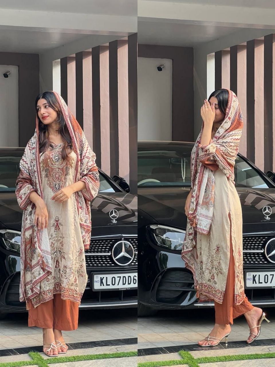 Georgeous Cream & Brown Printed Kurta Pant Set with Designer Dupatta for Women