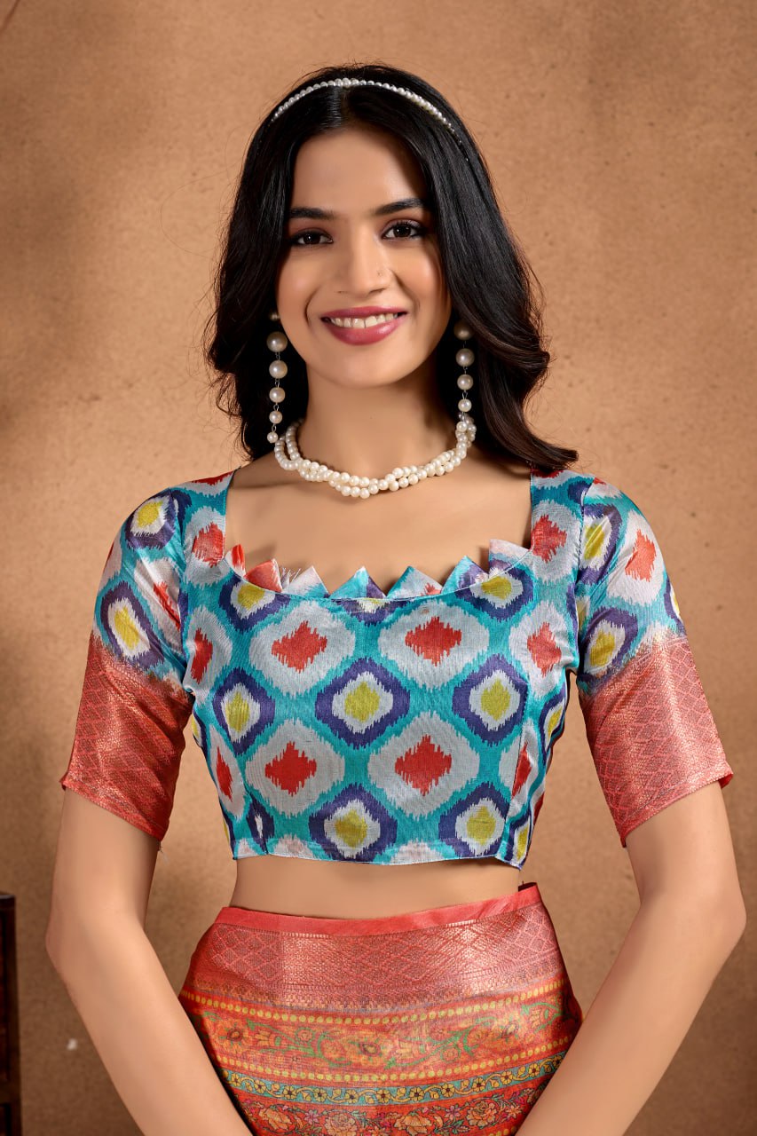 Artistic Digital Printed Soft Silk Blend Saree