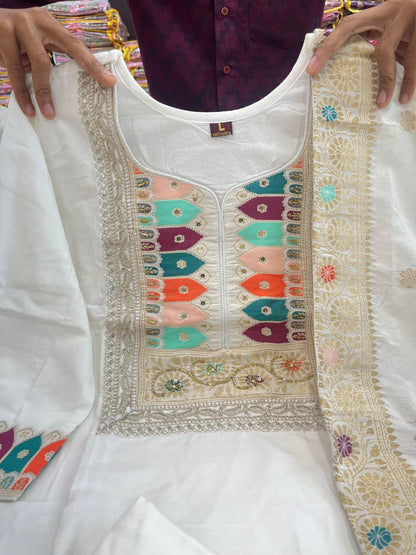 Pure Elegance White Embroidered Festival Wear Kurta Set