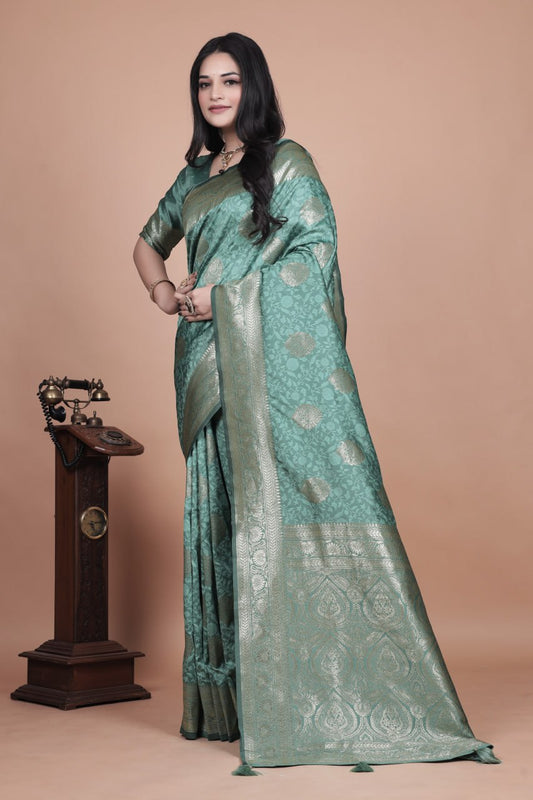 Festive Glam Banarasi Silk Saree in Rich Zari Woven Border