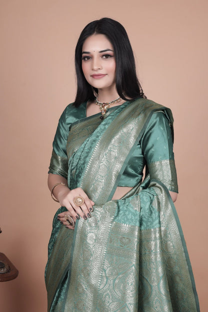 Festive Glam Banarasi Silk Saree in Rich Zari Woven Border