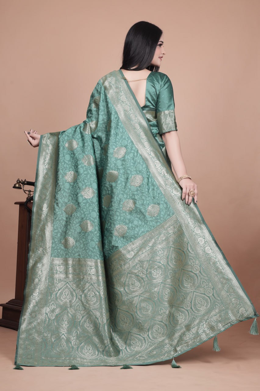 Festive Glam Banarasi Silk Saree in Rich Zari Woven Border
