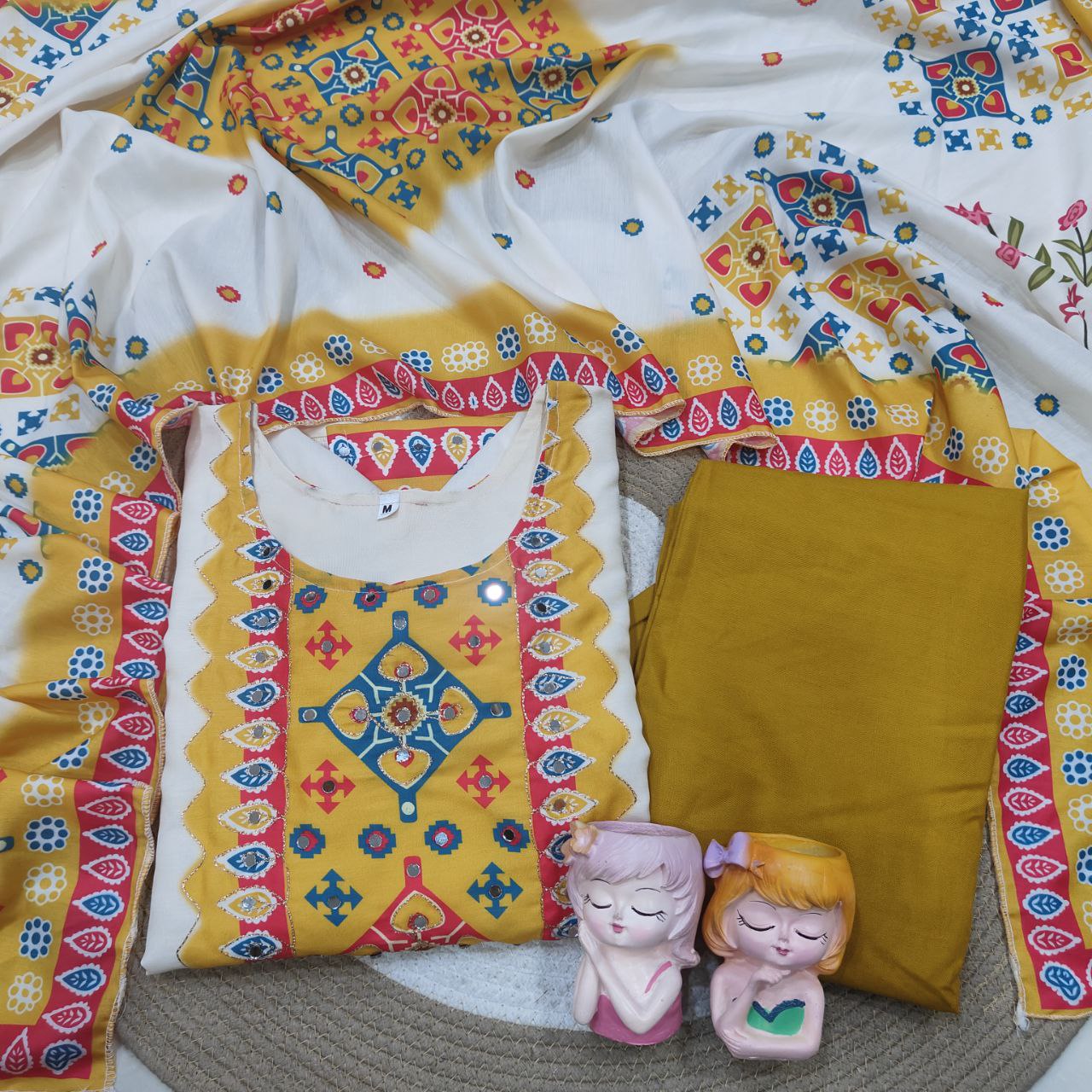 Sunshine Glow Premium Muslin Printed Straight Kurta Set with Designer Dupatta