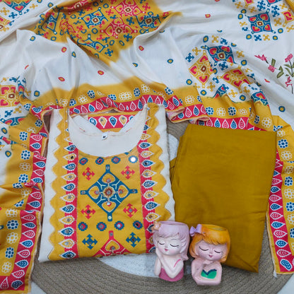 Sunshine Glow Premium Muslin Printed Straight Kurta Set with Designer Dupatta