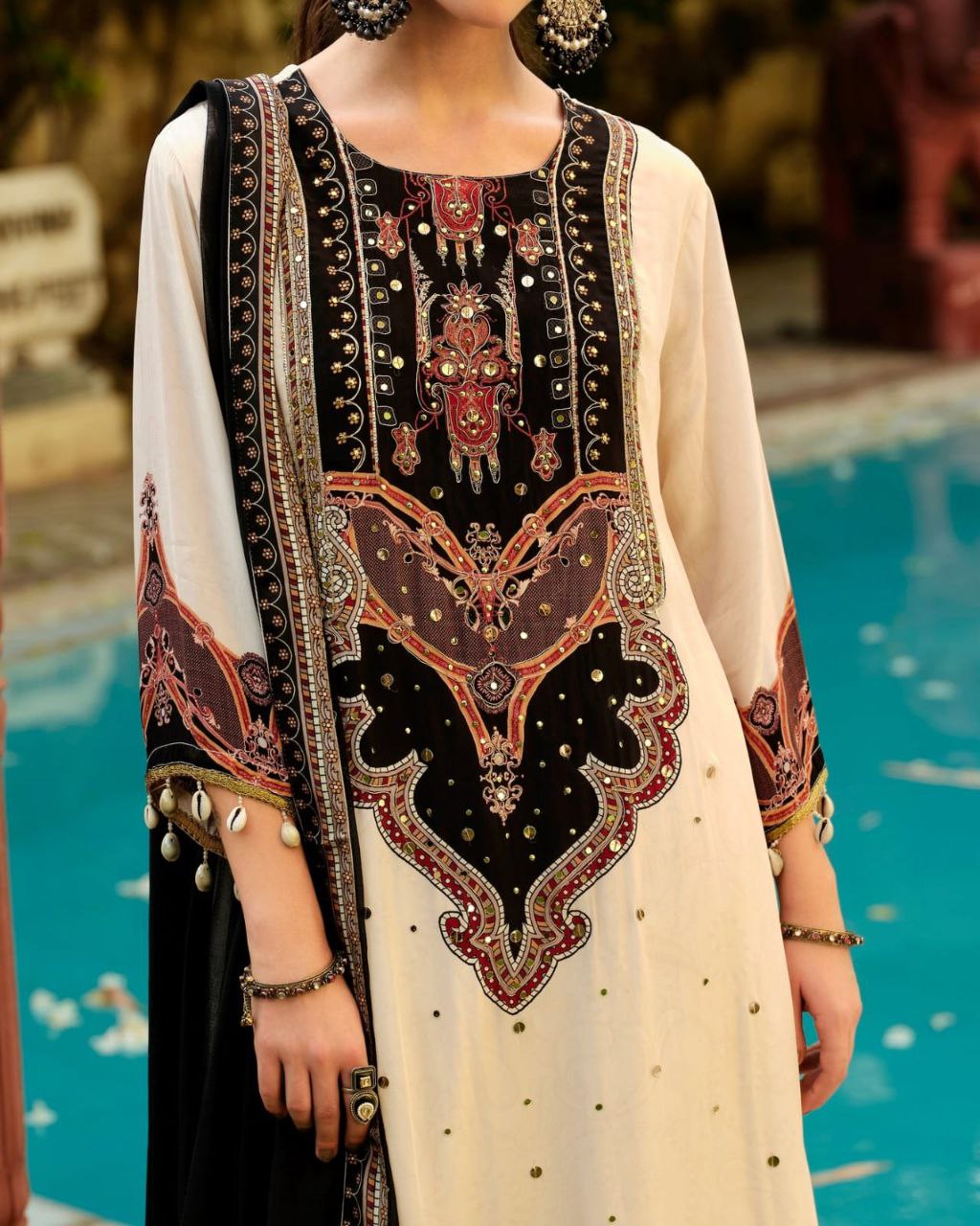 Royal Ivory Printed Kurta Pant Set with Designer Dupatta for Women