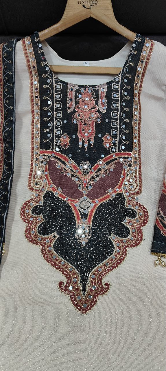 Royal Ivory Printed Kurta Pant Set with Designer Dupatta for Women