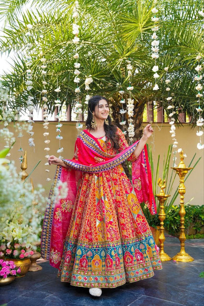 Majestic Muse Premium Chinon Silk Ethnic Wear Anarkali Set