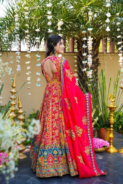 Majestic Muse Premium Chinon Silk Ethnic Wear Anarkali Set