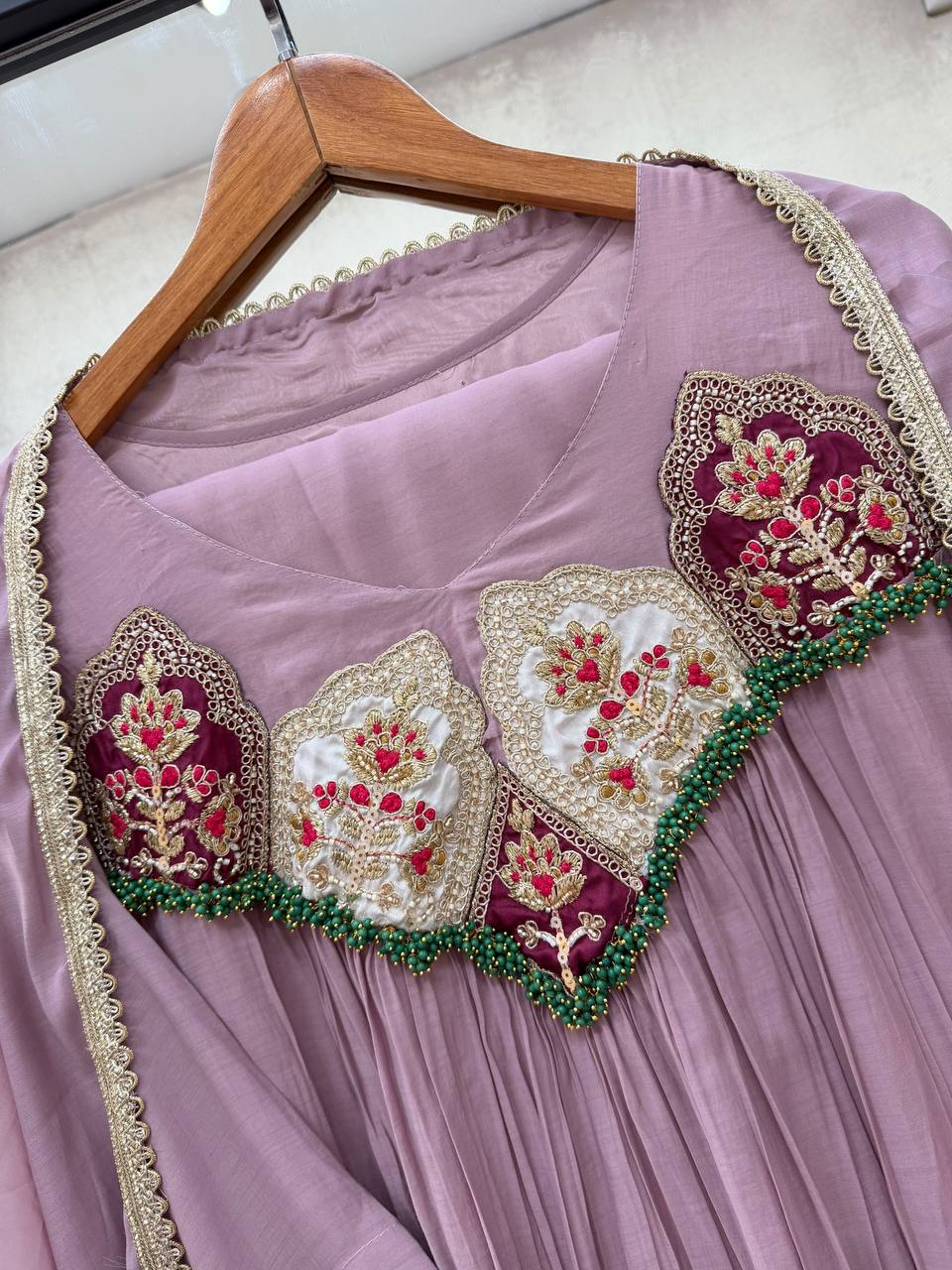 Graceful Mauve Embroidered Anarkali Suit Set