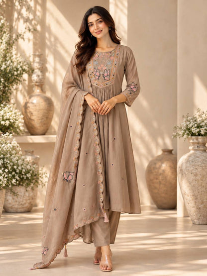 Butterfly Embroidered Anarkali Suit Set