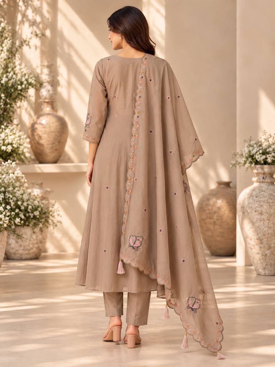 Butterfly Embroidered Anarkali Suit Set