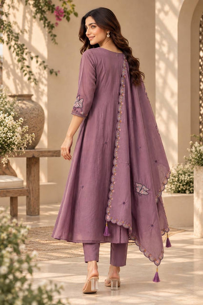Enchanted Butterfly Embroidered Flared Suit Set