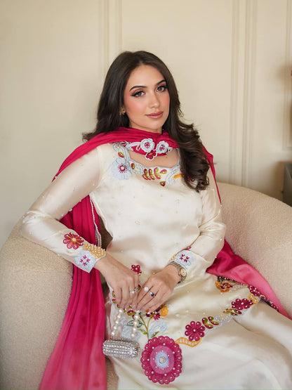 NEW ĐĚSIGNER PARTY WEAR TOP AND PLAZZO. WITH FANCY DUPPATA AND EMBROIDERY WORK