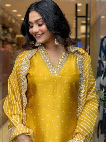 Mustard Yellow Festive Kurta Dupatta Set