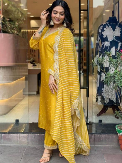Mustard Yellow Festive Kurta Dupatta Set
