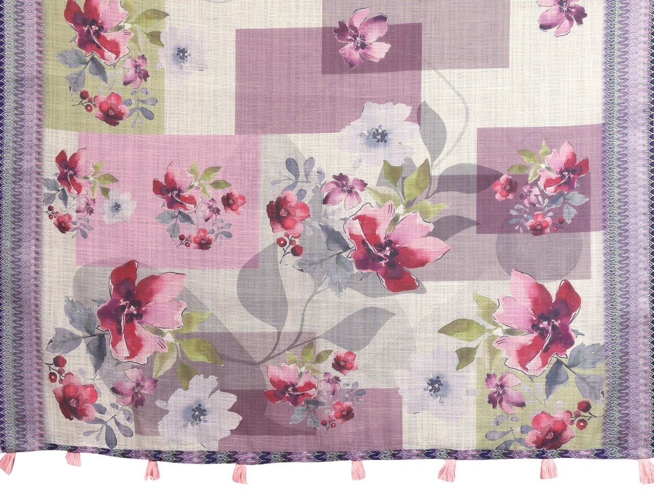 Beautiful Pastel Multi-Tone Linen Cotton Saree with Artistic Floral Prints