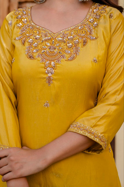 Radiant Mustard Embroidered Festive Suit Set