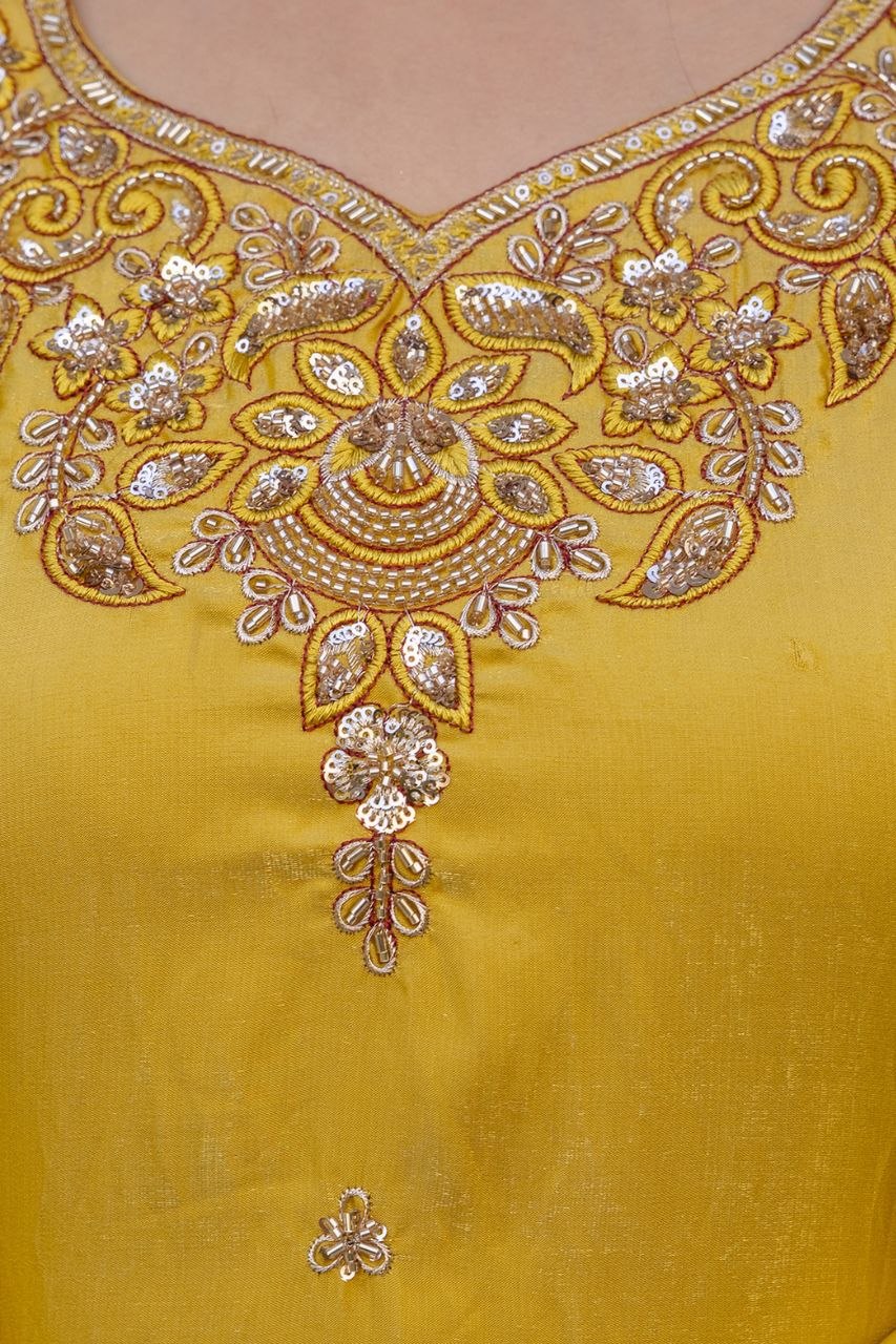 Radiant Mustard Embroidered Festive Suit Set