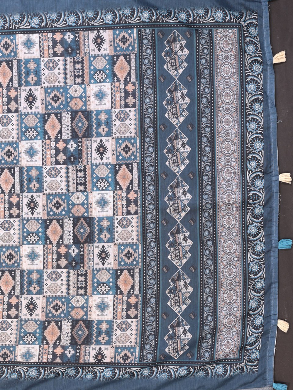 Stylish Multicolour Chanderi Saree with Digital Geometric Print