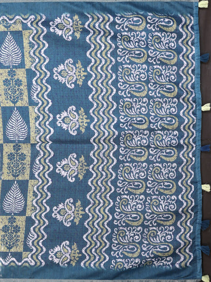 Designer Chanderi Saree with Leaf & Abstract Digital Print