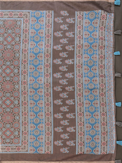 Elegant Chanderi Saree with Ethnic Floral Print