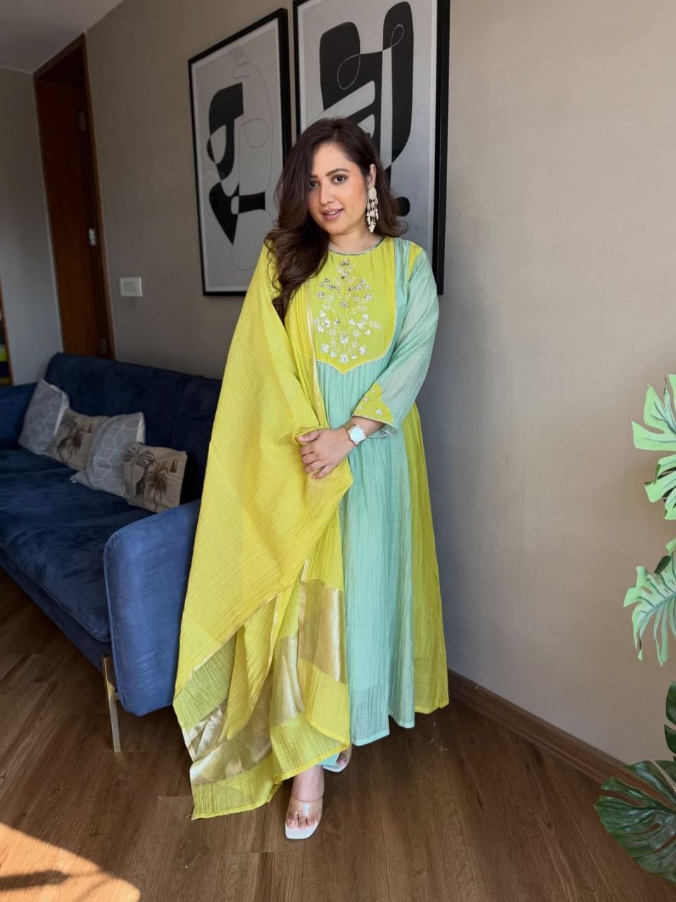 Refreshing Pista Green Embroidered Anarkali Suit Set