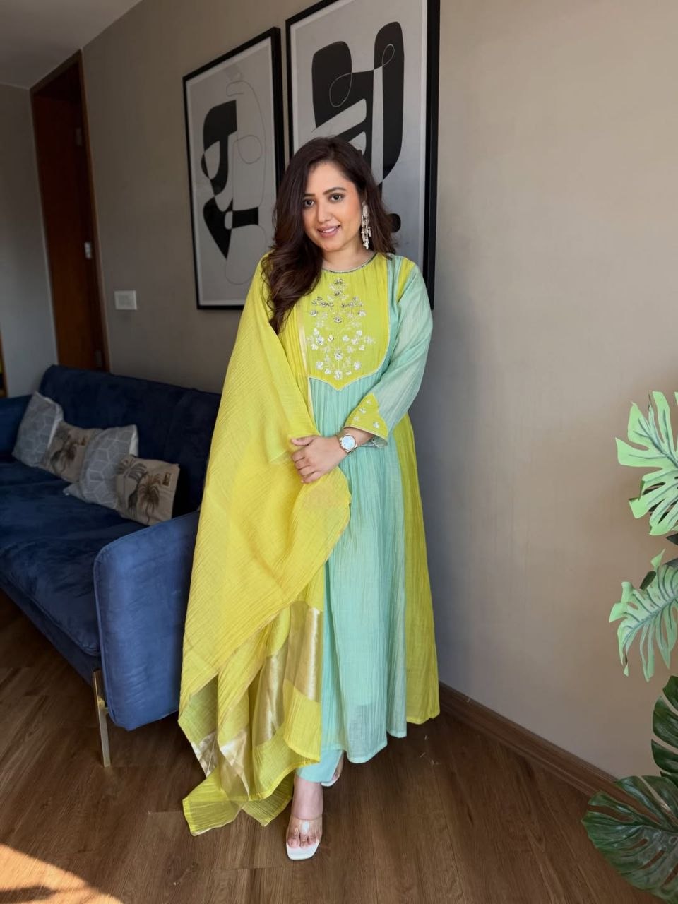 Refreshing Pista Green Embroidered Anarkali Suit Set