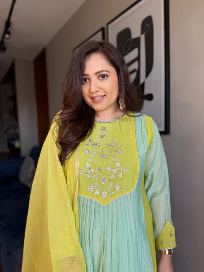 Refreshing Pista Green Embroidered Anarkali Suit Set
