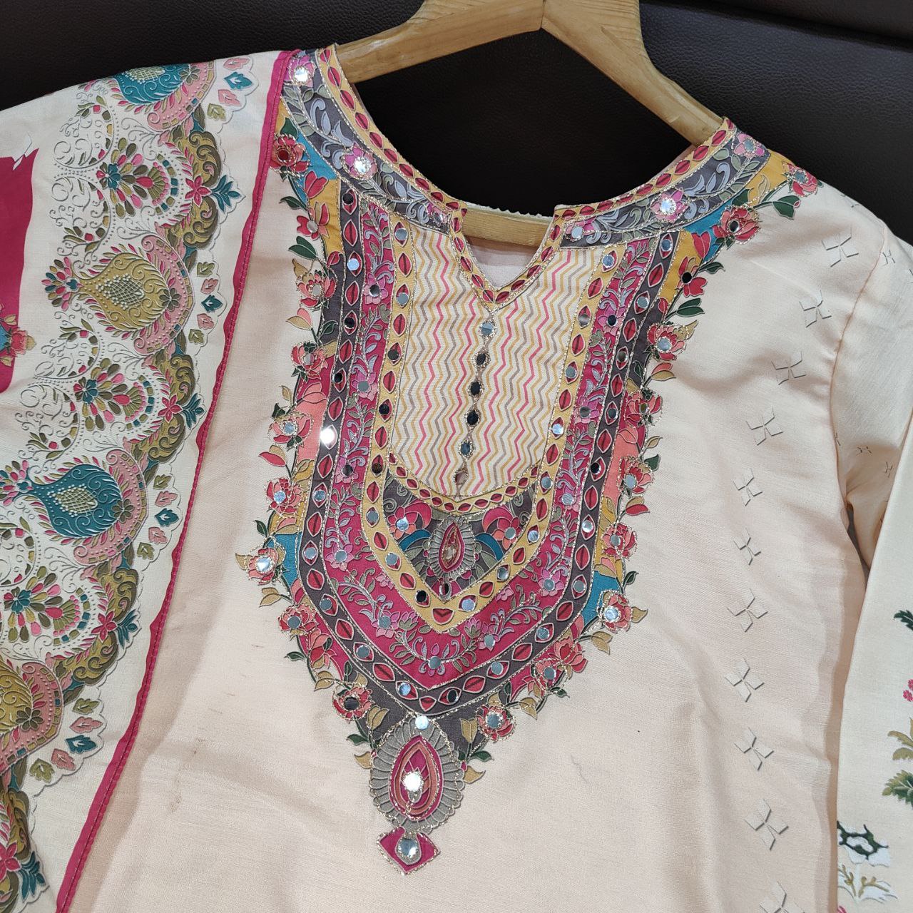 Blossom Charm Off-White Floral Embroidered Kurta Pant Set for Women
