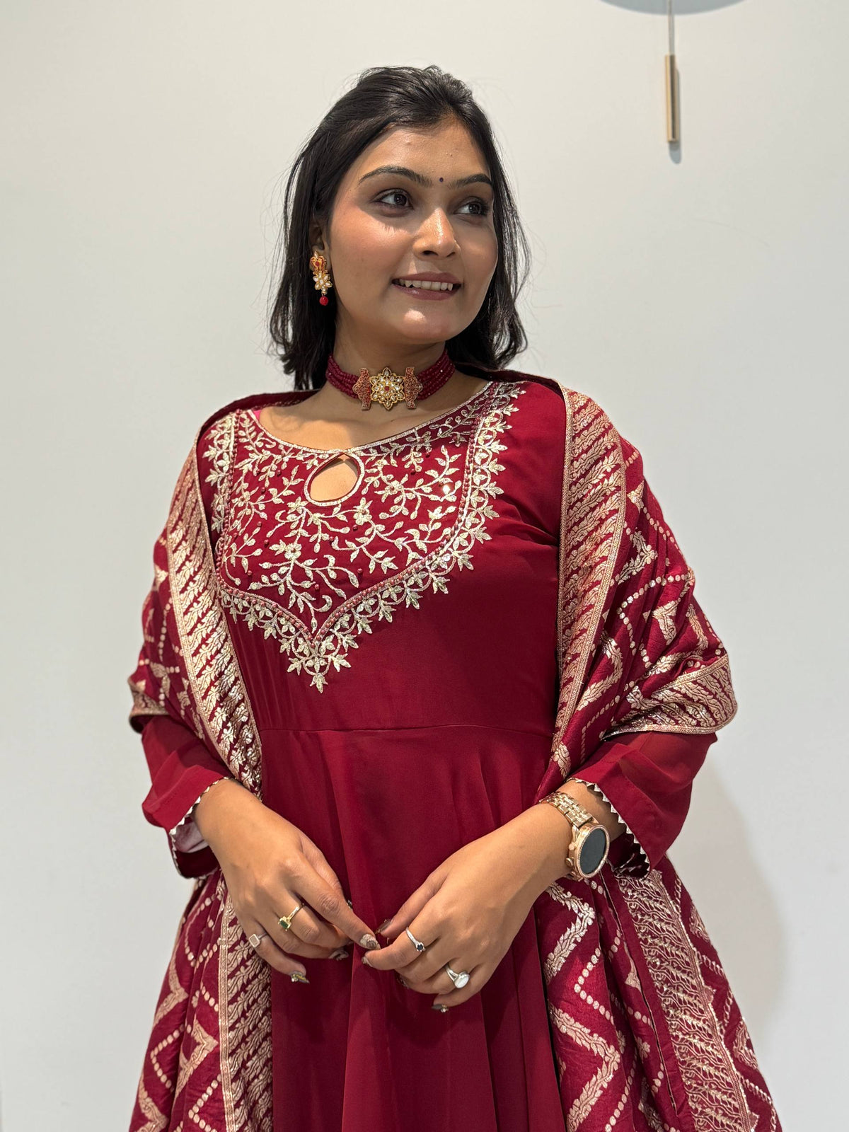 Regal Maroon Embroidered Festive Suit Set