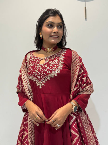 Regal Maroon Embroidered Festive Suit Set