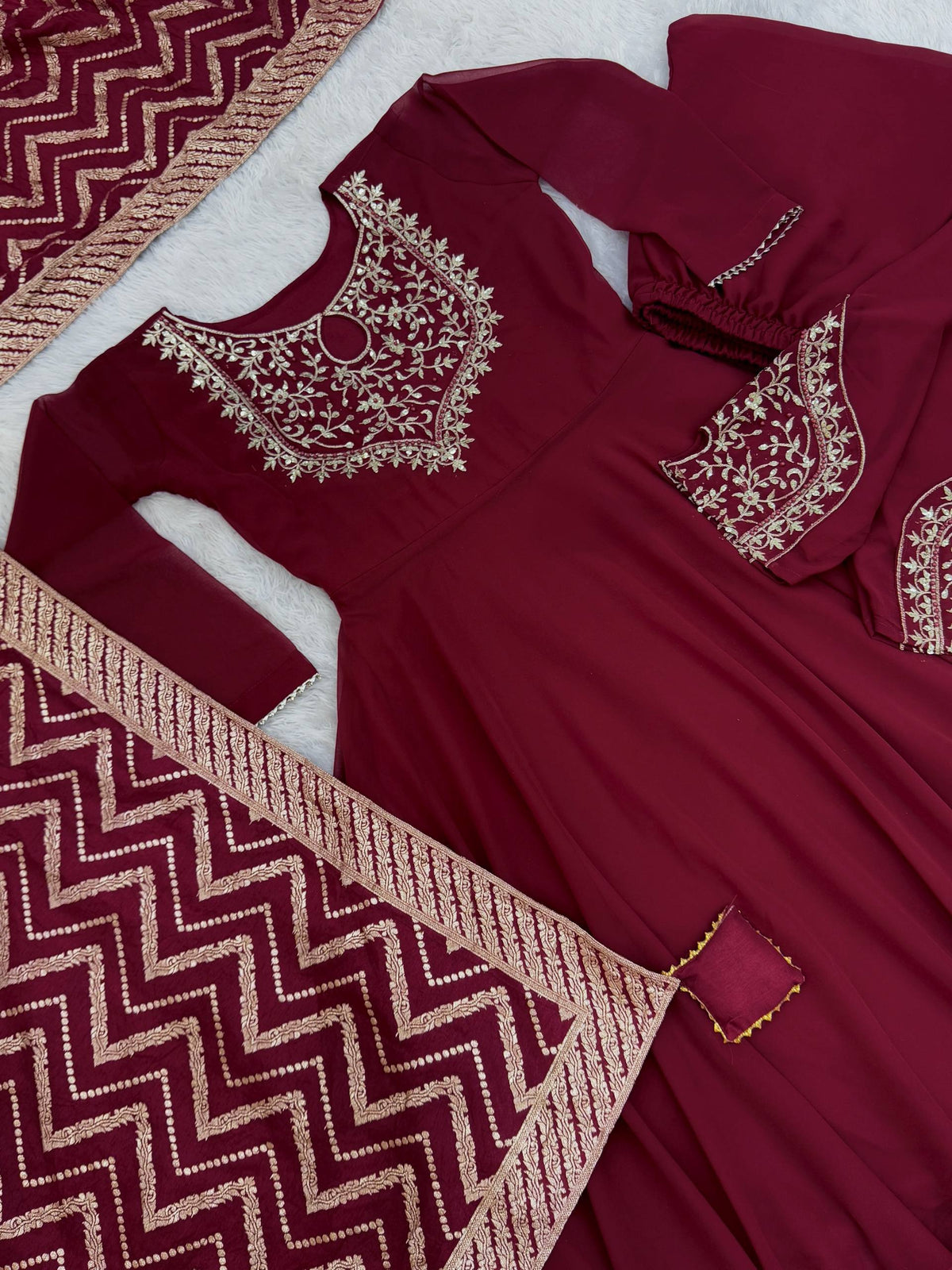Regal Maroon Embroidered Festive Suit Set