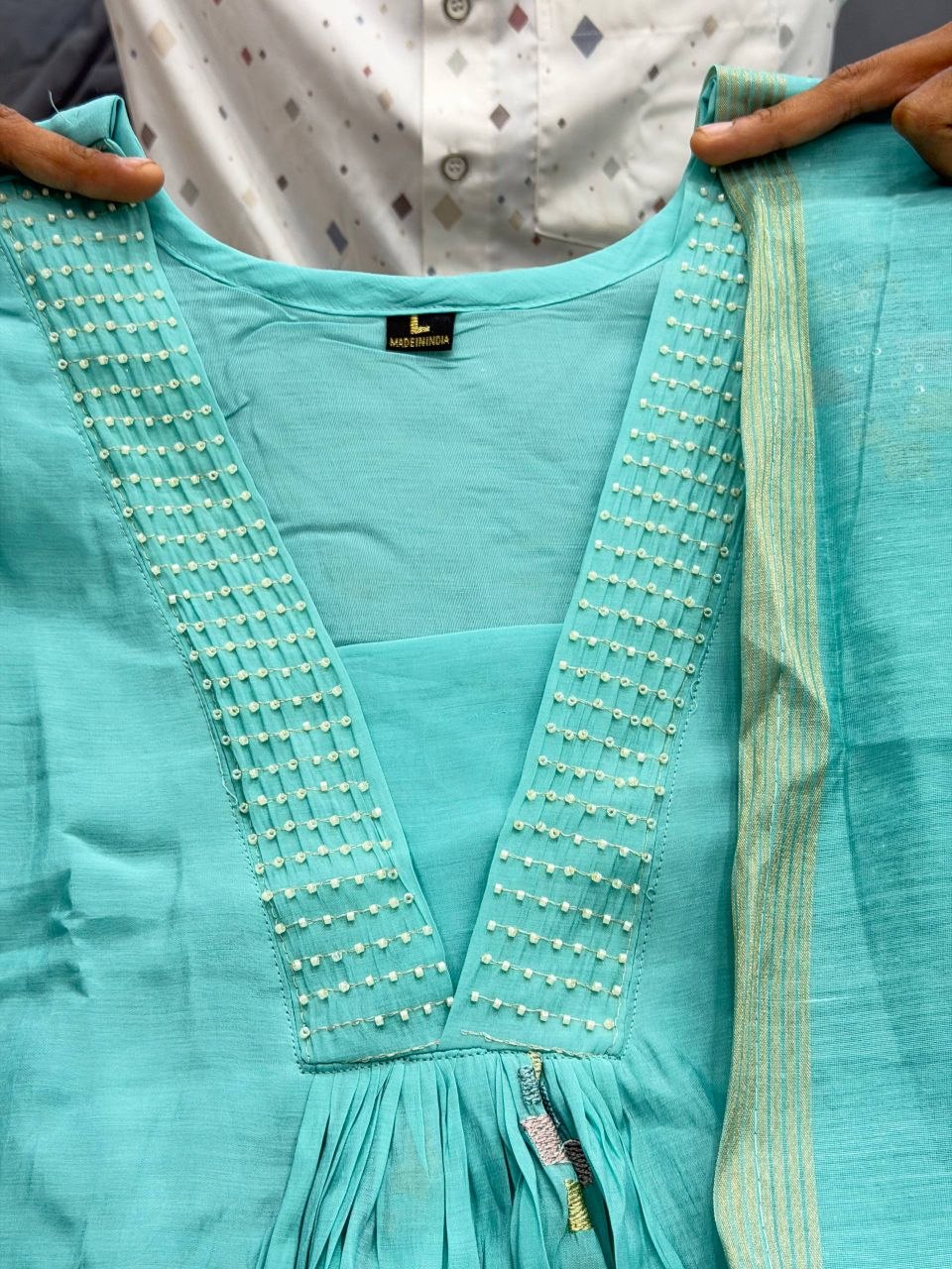 Charming Aqua Blue Embroidered Anarkali Suit Set